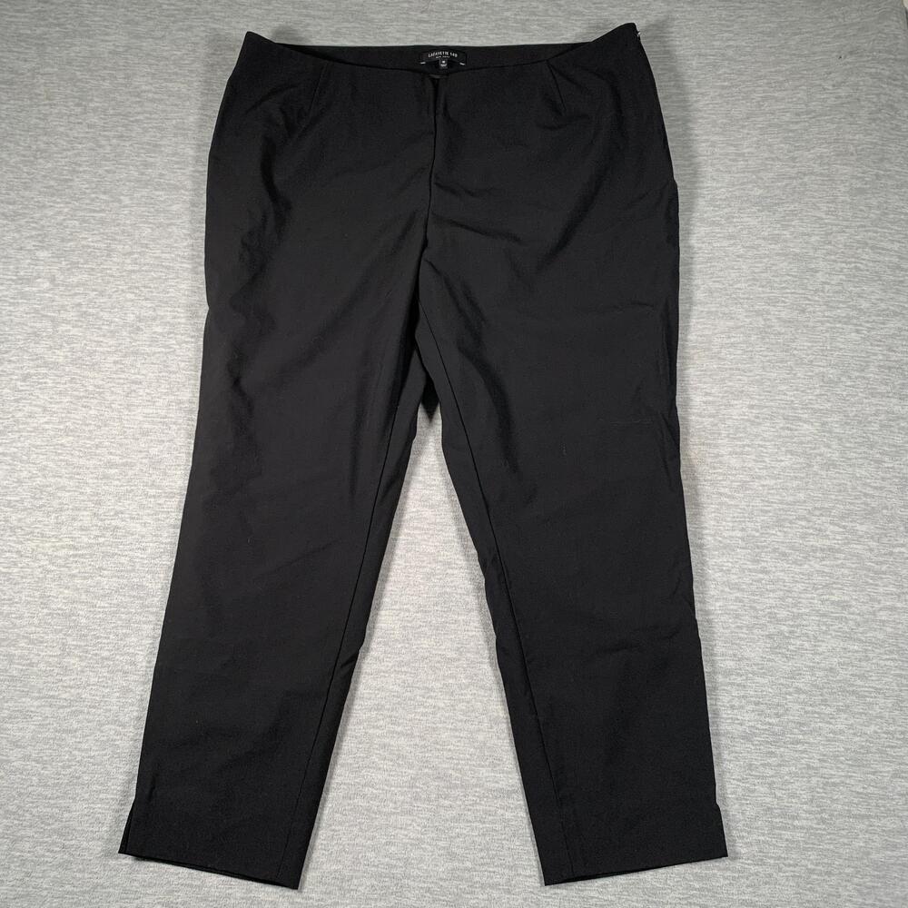 Lafayette 148 New York Dress Pants Womens 18 Black Wool Stretch Cropped Tapered